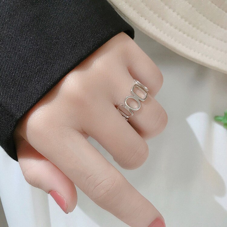 Victoria's Vogue Fashion Personality Ins Chain Stitching Hollow 925 Sterling Silver Jewelry Square Circular Geometric Opening Rings Victoria's Vogue Fashion Personality Ins Chain Stitching Hollow 925 Sterling Silver Jewelry Square Circular Geometric Opening Rings