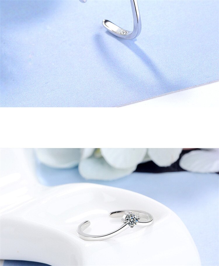 Victoria's Vogue New Fashion Simple V-shaped 925 Sterling Silver Jewelry Exquisite Popular Temperament Crystal Opening Rings Victoria's Vogue New Fashion Simple V-shaped 925 Sterling Silver Jewelry Exquisite Popular Temperament Crystal Opening Rings