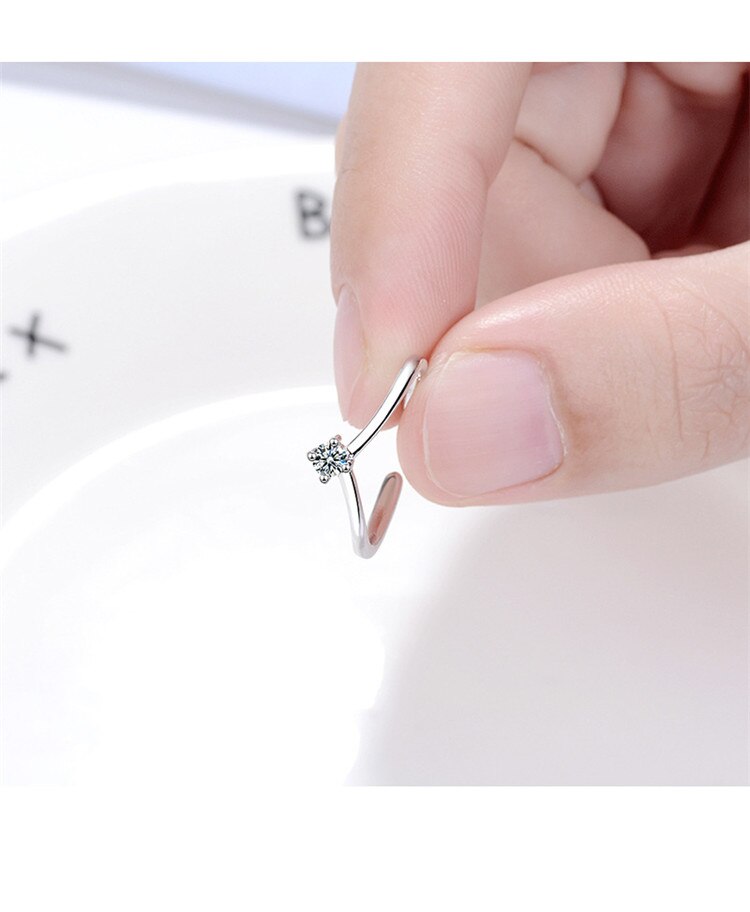 Victoria's Vogue New Fashion Simple V-shaped 925 Sterling Silver Jewelry Exquisite Popular Temperament Crystal Opening Rings Victoria's Vogue New Fashion Simple V-shaped 925 Sterling Silver Jewelry Exquisite Popular Temperament Crystal Opening Rings