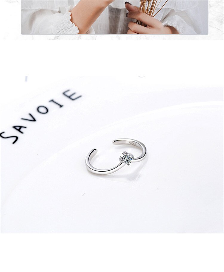 Victoria's Vogue New Fashion Simple V-shaped 925 Sterling Silver Jewelry Exquisite Popular Temperament Crystal Opening Rings Victoria's Vogue New Fashion Simple V-shaped 925 Sterling Silver Jewelry Exquisite Popular Temperament Crystal Opening Rings