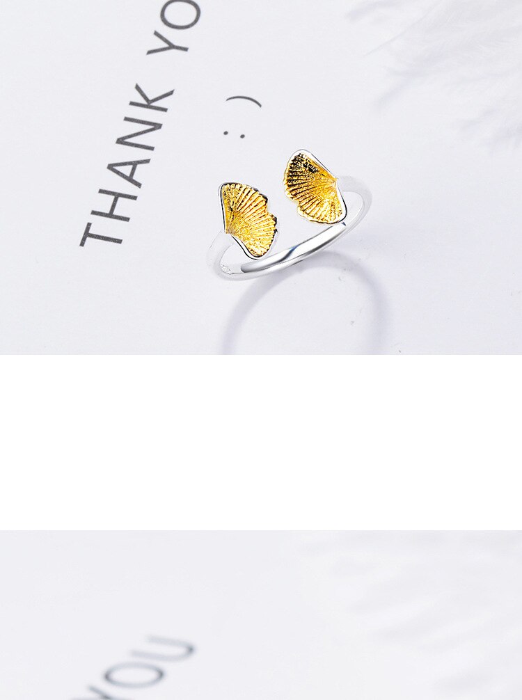 Victoria's Vogue New Simple Beautiful Literary Leaf 925 Sterling Silver Jewelry Personality Ginkgo Sweet Cute Plant Opening Rings Victoria's Vogue New Simple Beautiful Literary Leaf 925 Sterling Silver Jewelry Personality Ginkgo Sweet Cute Plant Opening Rings