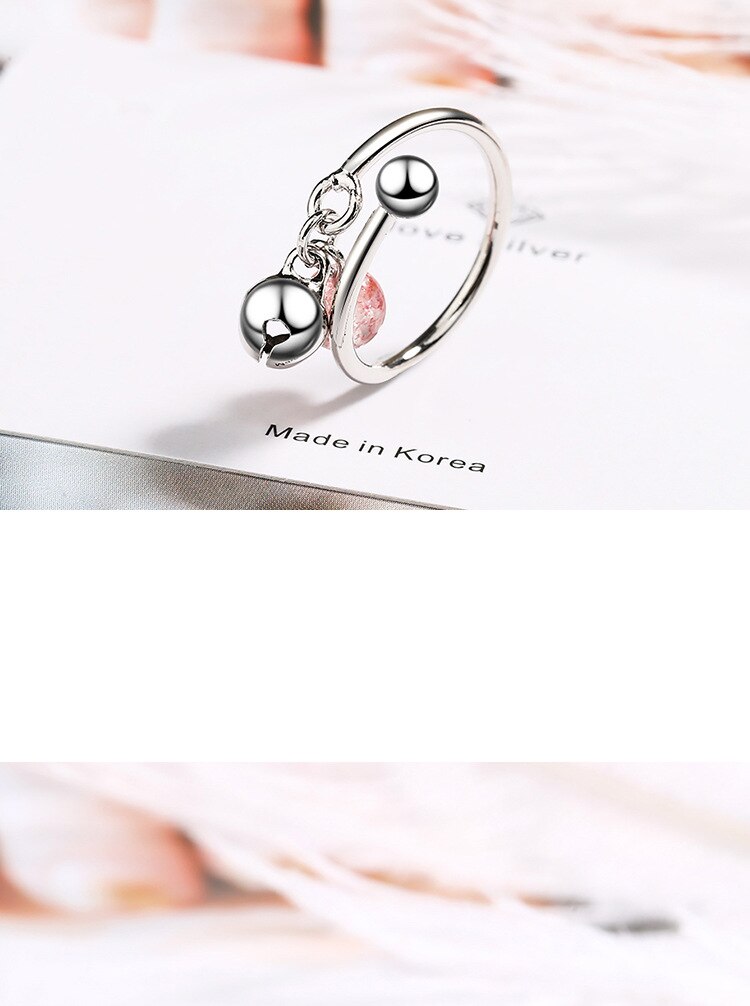 Victoria's Vogue New Fashion Exquisite Pink Crystal Bell Female 925 Sterling Silver Jewelry Natural Simple Women Opening Rings Victoria's Vogue New Fashion Exquisite Pink Crystal Bell Female 925 Sterling Silver Jewelry Natural Simple Women Opening Rings