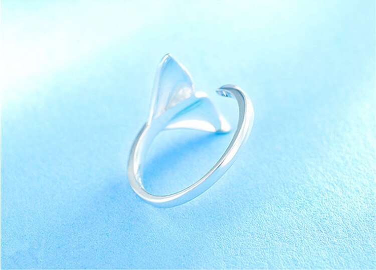 Victoria's Vogue Creative Fashion Personality Animal 925 Sterling Silver Jewelry Sweet Lovely Fish Tail Women Exquisite Opening Rings