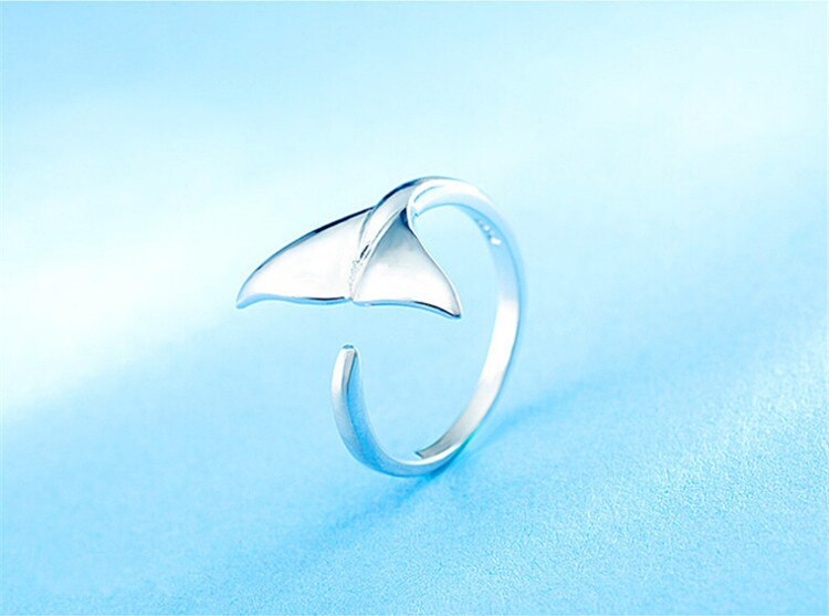 Victoria's Vogue Creative Fashion Personality Animal 925 Sterling Silver Jewelry Sweet Lovely Fish Tail Women Exquisite Opening Rings