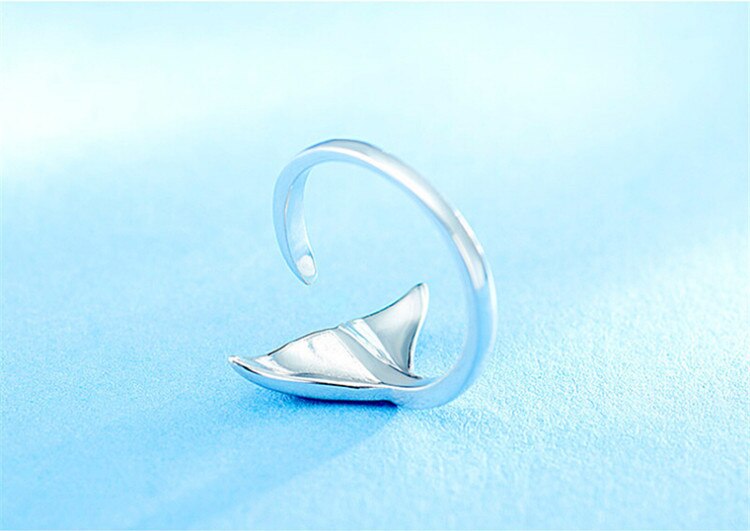 Victoria's Vogue Creative Fashion Personality Animal 925 Sterling Silver Jewelry Sweet Lovely Fish Tail Women Exquisite Opening Rings