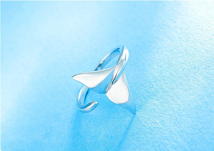 Victoria's Vogue Creative Fashion Personality Animal 925 Sterling Silver Jewelry Sweet Lovely Fish Tail Women Exquisite Opening Rings