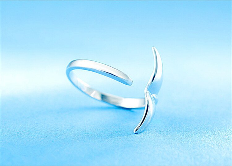Victoria's Vogue Creative Fashion Personality Animal 925 Sterling Silver Jewelry Sweet Lovely Fish Tail Women Exquisite Opening Rings