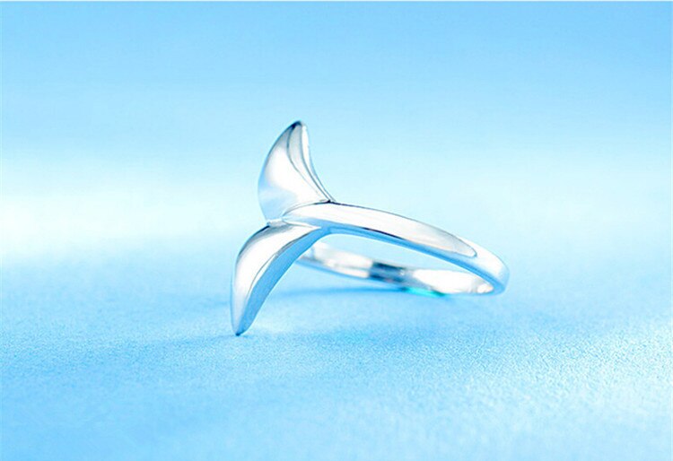 Victoria's Vogue Creative Fashion Personality Animal 925 Sterling Silver Jewelry Sweet Lovely Fish Tail Women Exquisite Opening Rings