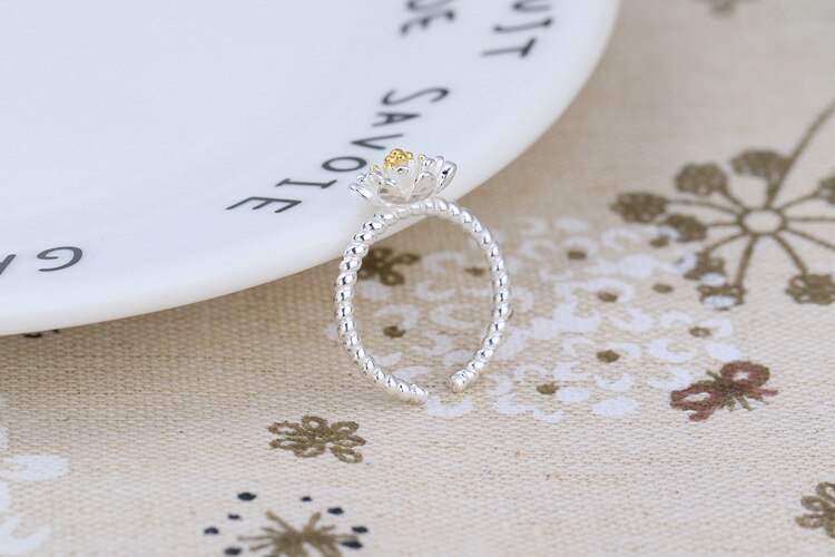 Victoria's Vogue New Arrival Handmade Lotus 925 Sterling Silver Jewelry Exquisite Fashion Flowers Popular Opening Rings Victoria's Vogue New Arrival Handmade Lotus 925 Sterling Silver Jewelry Exquisite Fashion Flowers Popular Opening Rings