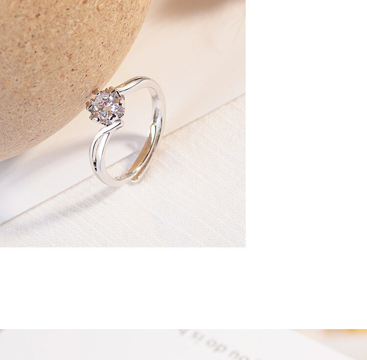 Victoria's Vogue New European Style Creative Temperament Fashion Flower 925 Sterling Silver Jewelry Snowflake Flower Crystal Opening Rings Victoria's Vogue New European Style Creative Temperament Fashion Flower 925 Sterling Silver Jewelry Snowflake Flower Crystal Opening Rings