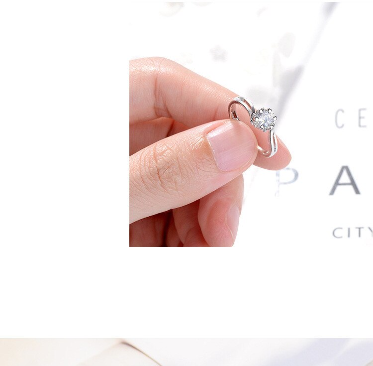 Victoria's Vogue New European Style Creative Temperament Fashion Flower 925 Sterling Silver Jewelry Snowflake Flower Crystal Opening Rings Victoria's Vogue New European Style Creative Temperament Fashion Flower 925 Sterling Silver Jewelry Snowflake Flower Crystal Opening Rings