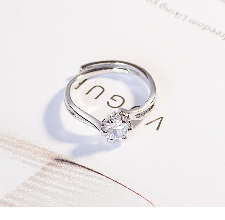 Victoria's Vogue New European Style Creative Temperament Fashion Flower 925 Sterling Silver Jewelry Snowflake Flower Crystal Opening Rings Victoria's Vogue New European Style Creative Temperament Fashion Flower 925 Sterling Silver Jewelry Snowflake Flower Crystal Opening Rings