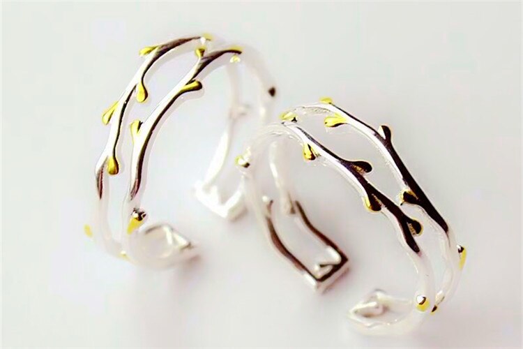 Victoria's Vogue New Simple Creative Double-layer Leaf 925 Sterling Silver Not Allergic Branch Personality Exquisite Plant Opening Rings Victoria's Vogue New Simple Creative Double-layer Leaf 925 Sterling Silver Not Allergic Branch Personality Exquisite Plant Opening Rings