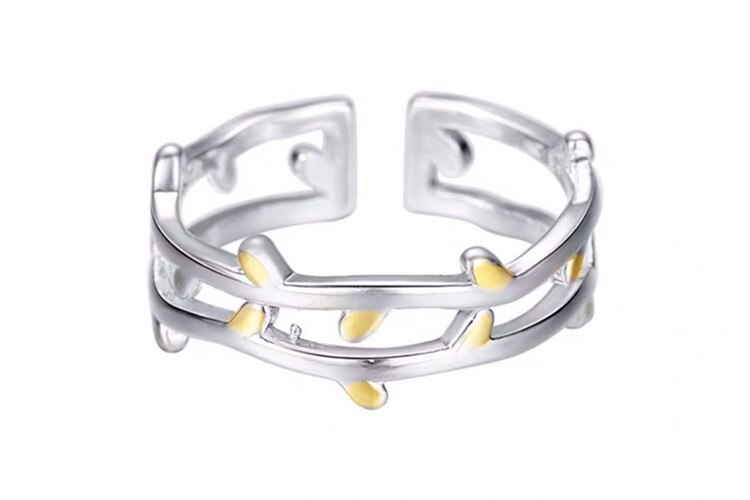 Victoria's Vogue New Simple Creative Double-layer Leaf 925 Sterling Silver Not Allergic Branch Personality Exquisite Plant Opening Rings Victoria's Vogue New Simple Creative Double-layer Leaf 925 Sterling Silver Not Allergic Branch Personality Exquisite Plant Opening Rings