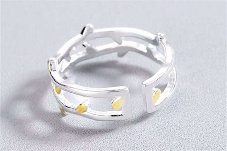 Victoria's Vogue New Simple Creative Double-layer Leaf 925 Sterling Silver Not Allergic Branch Personality Exquisite Plant Opening Rings Victoria's Vogue New Simple Creative Double-layer Leaf 925 Sterling Silver Not Allergic Branch Personality Exquisite Plant Opening Rings