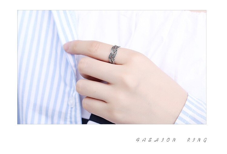 Victoria's Vogue New Retro Woven 925 Sterling Silver Jewelry Not Allergic Personality Flower Line Winding Exquisite Opening Rings Victoria's Vogue New Retro Woven 925 Sterling Silver Jewelry Not Allergic Personality Flower Line Winding Exquisite Opening Rings