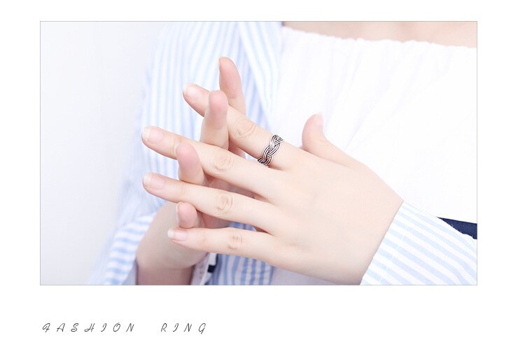 Victoria's Vogue New Retro Woven 925 Sterling Silver Jewelry Not Allergic Personality Flower Line Winding Exquisite Opening Rings Victoria's Vogue New Retro Woven 925 Sterling Silver Jewelry Not Allergic Personality Flower Line Winding Exquisite Opening Rings