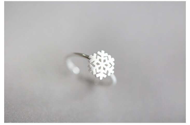 Victoria's Vogue Small Fresh 925 Sterling Silver Jewelry  Drawing Snowflake Opening Exquisite Fashion Rings