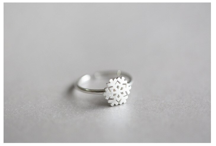 Victoria's Vogue Small Fresh 925 Sterling Silver Jewelry  Drawing Snowflake Opening Exquisite Fashion Rings