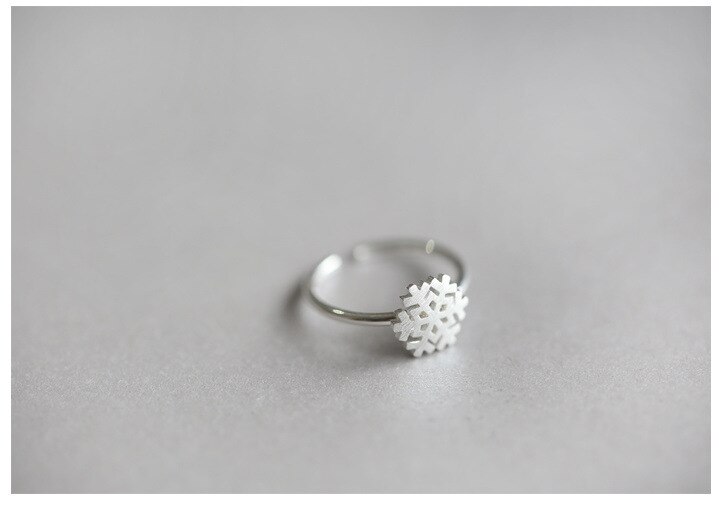 Victoria's Vogue Small Fresh 925 Sterling Silver Jewelry  Drawing Snowflake Opening Exquisite Fashion Rings