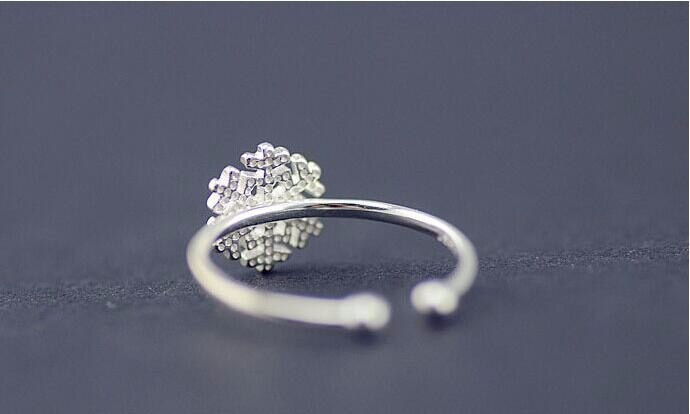 Victoria's Vogue Small Fresh 925 Sterling Silver Jewelry  Drawing Snowflake Opening Exquisite Fashion Rings