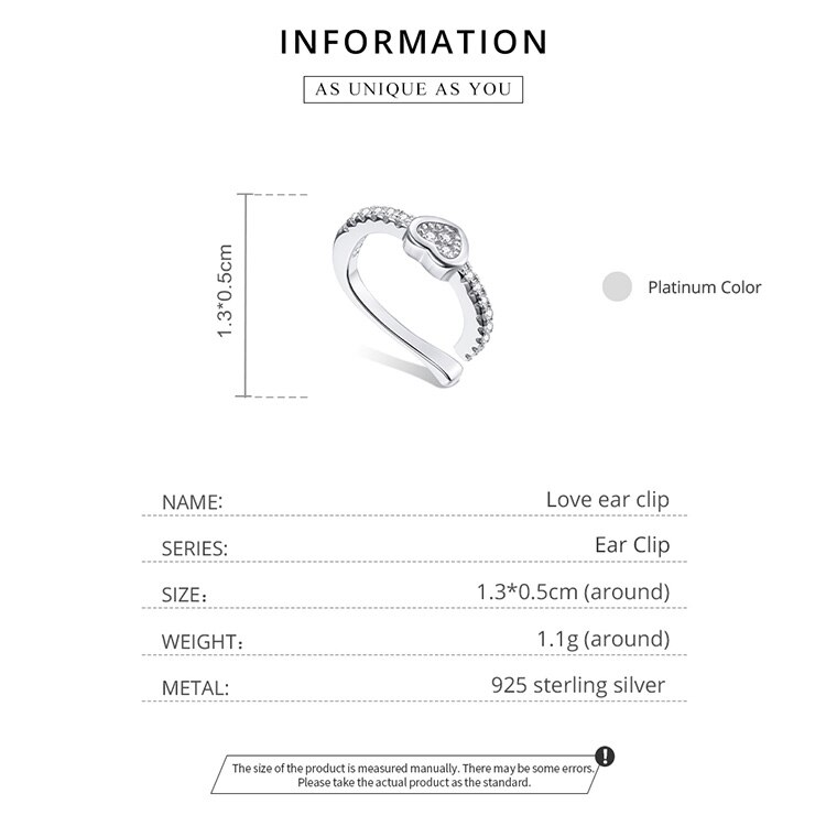 Victoria's Vogue 1 piece Silver Simple Ear Clip Earring 100% 925 Sterling Silver Whilte Zircon Earring Gift for Girl Fine Jewelry SCE1022