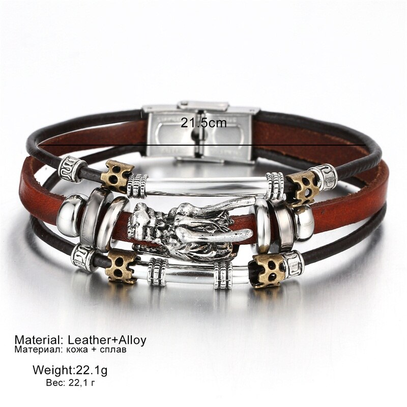 Victoriasvogue Punk Dragon Leather Charms Bracelet Beads Bracelets For Women Men Accessoires Snap Button Jewelry Bangles Boyfriend Gift