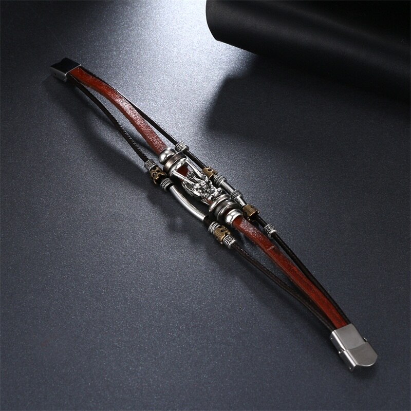 Victoriasvogue Punk Dragon Leather Charms Bracelet Beads Bracelets For Women Men Accessoires Snap Button Jewelry Bangles Boyfriend Gift