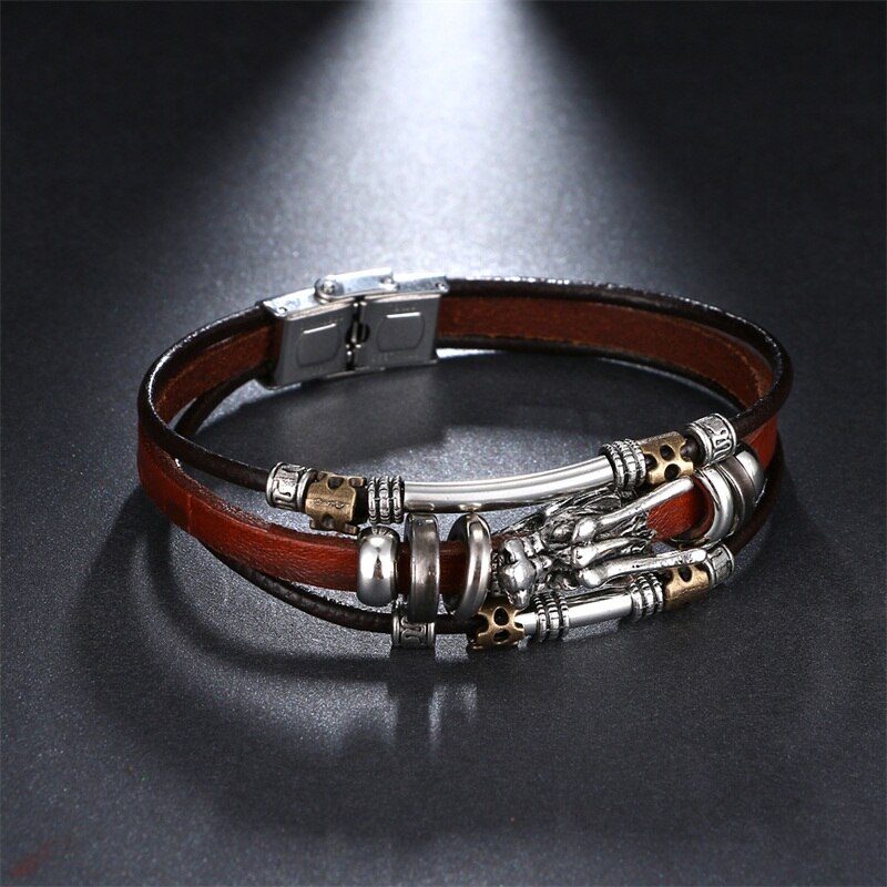 Victoriasvogue Punk Dragon Leather Charms Bracelet Beads Bracelets For Women Men Accessoires Snap Button Jewelry Bangles Boyfriend Gift