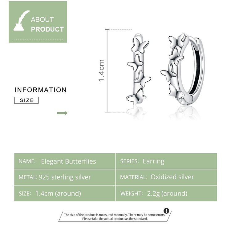 Victoria's Vogue Silver 925 Jewelry Elegant Butterflies Ear Hoops Earrings for Women Sterling Silver Fine Jewelry Pendientes SCE927 Victoria's Vogue Silver 925 Jewelry Elegant Butterflies Ear Hoops Earrings for Women Sterling Silver Fine Jewelry Pendientes SCE927