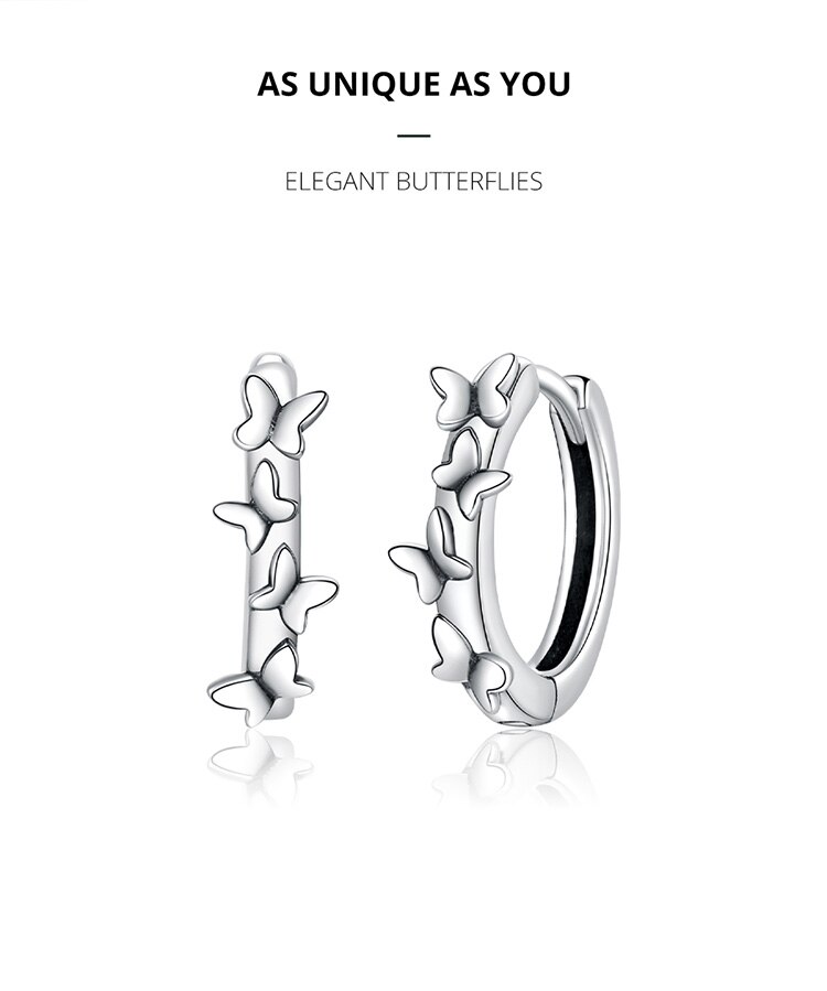 Victoria's Vogue Silver 925 Jewelry Elegant Butterflies Ear Hoops Earrings for Women Sterling Silver Fine Jewelry Pendientes SCE927 Victoria's Vogue Silver 925 Jewelry Elegant Butterflies Ear Hoops Earrings for Women Sterling Silver Fine Jewelry Pendientes SCE927