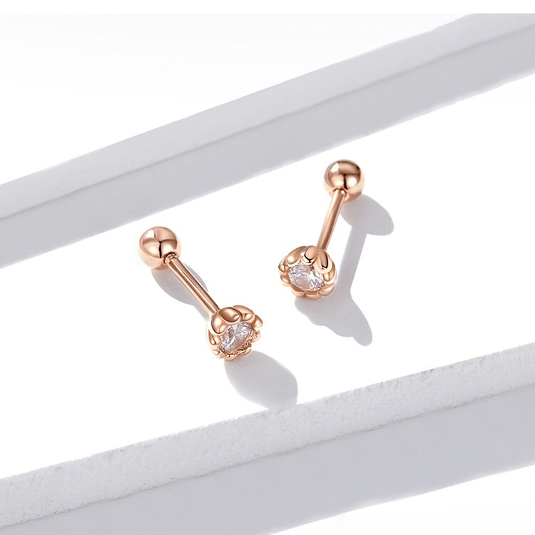 bamoer Basic Round Rose Color Stud Earrings for Women Clear Cubic Zirconia 925 Sterling Silver Wedding Statement Jewelry BSE219 bamoer Basic Round Rose Color Stud Earrings for Women Clear Cubic Zirconia 925 Sterling Silver Wedding Statement Jewelry BSE219