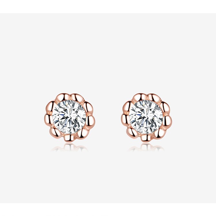 bamoer Basic Round Rose Color Stud Earrings for Women Clear Cubic Zirconia 925 Sterling Silver Wedding Statement Jewelry BSE219 bamoer Basic Round Rose Color Stud Earrings for Women Clear Cubic Zirconia 925 Sterling Silver Wedding Statement Jewelry BSE219