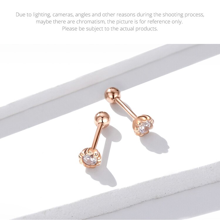 bamoer Basic Round Rose Color Stud Earrings for Women Clear Cubic Zirconia 925 Sterling Silver Wedding Statement Jewelry BSE219 bamoer Basic Round Rose Color Stud Earrings for Women Clear Cubic Zirconia 925 Sterling Silver Wedding Statement Jewelry BSE219