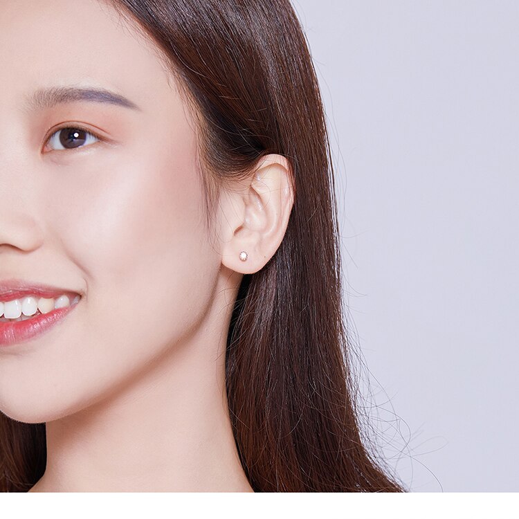 bamoer Basic Round Rose Color Stud Earrings for Women Clear Cubic Zirconia 925 Sterling Silver Wedding Statement Jewelry BSE219 bamoer Basic Round Rose Color Stud Earrings for Women Clear Cubic Zirconia 925 Sterling Silver Wedding Statement Jewelry BSE219