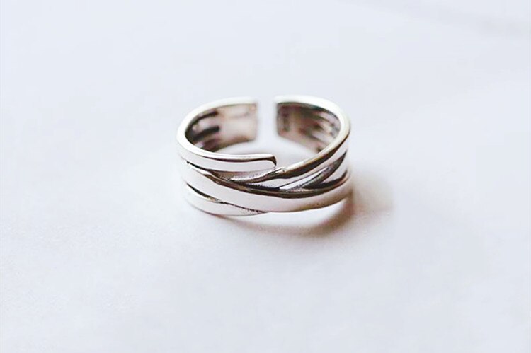 Victoria's Vogue New Korean Style Irregular Retro Thai Silver Multi-layer 925 Sterling Silver Jewelry Personality Winding Opening Rings