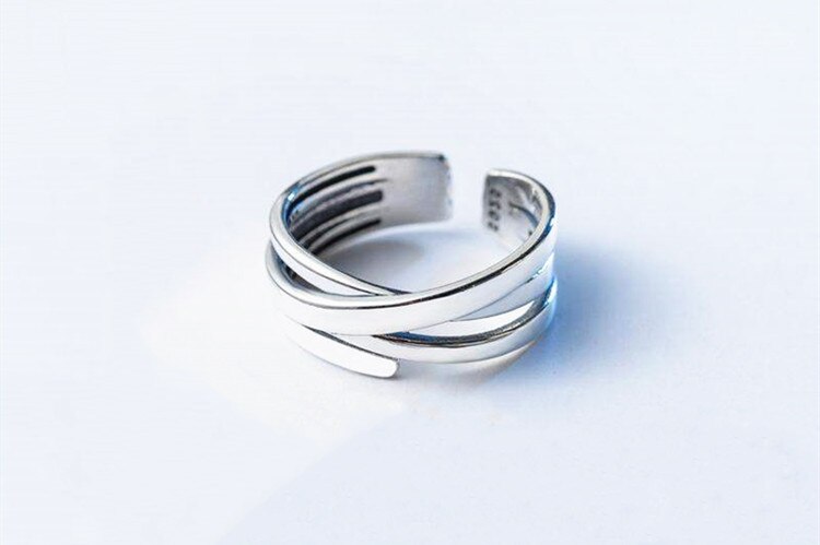 Victoria's Vogue New Korean Style Irregular Retro Thai Silver Multi-layer 925 Sterling Silver Jewelry Personality Winding Opening Rings