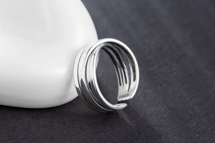 Victoria's Vogue New Korean Style Irregular Retro Thai Silver Multi-layer 925 Sterling Silver Jewelry Personality Winding Opening Rings