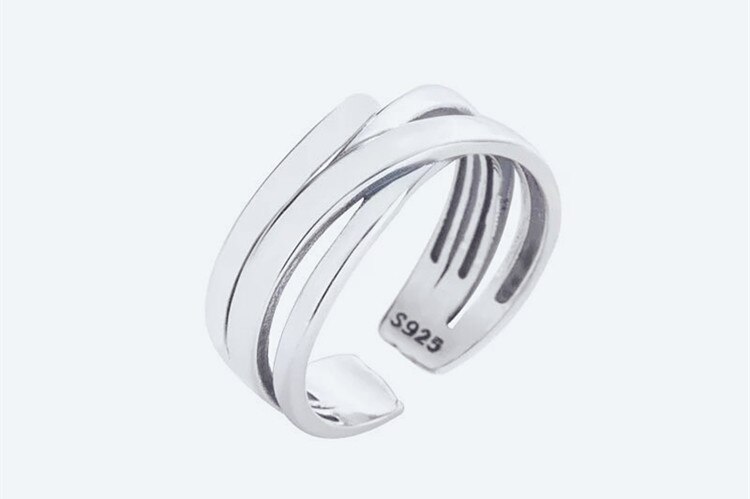 Victoria's Vogue New Korean Style Irregular Retro Thai Silver Multi-layer 925 Sterling Silver Jewelry Personality Winding Opening Rings