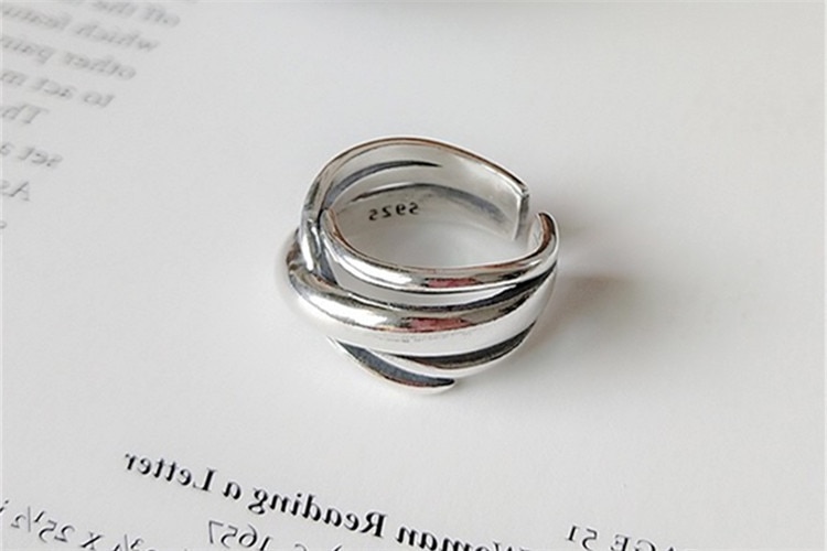 Victoria's Vogue New Fashion Hipster Multi-layer Irregular 925 Sterling Silver Jewelry Simple Smooth Winding Personality Opening Rings Victoria's Vogue New Fashion Hipster Multi-layer Irregular 925 Sterling Silver Jewelry Simple Smooth Winding Personality Opening Rings