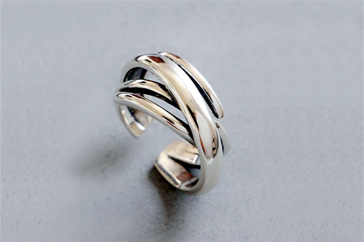 Victoria's Vogue New Fashion Hipster Multi-layer Irregular 925 Sterling Silver Jewelry Simple Smooth Winding Personality Opening Rings Victoria's Vogue New Fashion Hipster Multi-layer Irregular 925 Sterling Silver Jewelry Simple Smooth Winding Personality Opening Rings