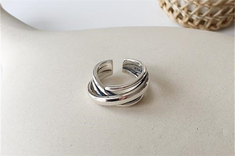 Victoria's Vogue New Fashion Hipster Multi-layer Irregular 925 Sterling Silver Jewelry Simple Smooth Winding Personality Opening Rings Victoria's Vogue New Fashion Hipster Multi-layer Irregular 925 Sterling Silver Jewelry Simple Smooth Winding Personality Opening Rings