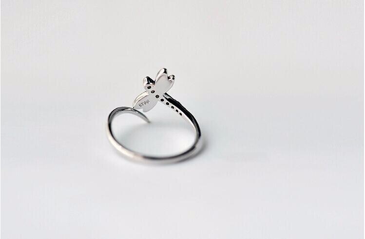 Victoria's Vogue Personality New Fashion Small Fresh Simple Crystal 925 Sterling Silver Jewelry Not Allergic Dragonfly Opening Rings