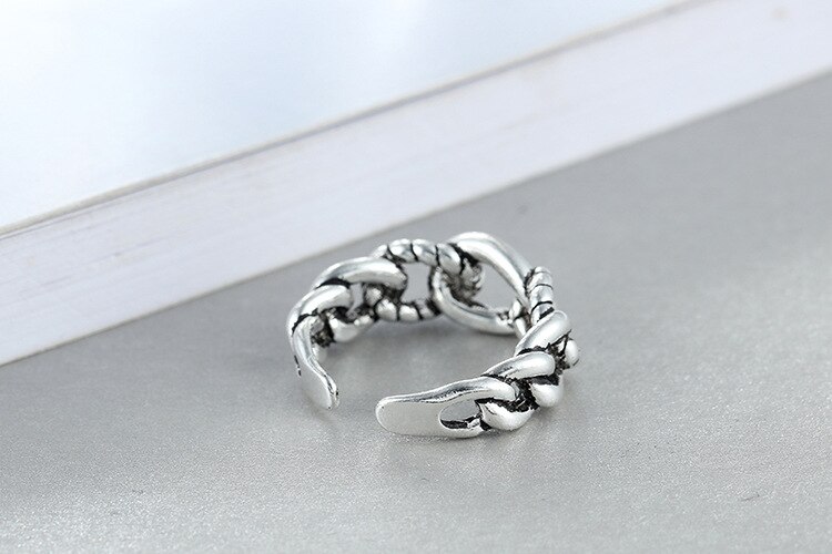 Victoria's Vogue New Personality Distressed Knotted Popualr 925 Sterling Silver Jewelry Retro Accessories Twist Rope Shaped Opening Rings Victoria's Vogue New Personality Distressed Knotted Popualr 925 Sterling Silver Jewelry Retro Accessories Twist Rope Shaped Opening Rings