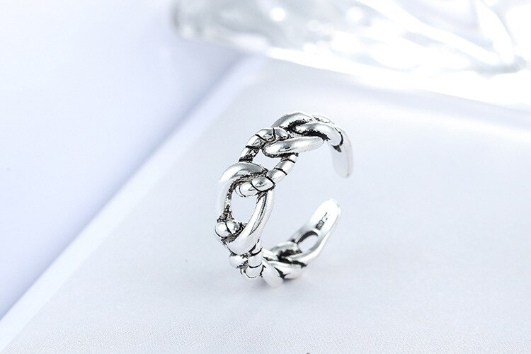 Victoria's Vogue New Personality Distressed Knotted Popualr 925 Sterling Silver Jewelry Retro Accessories Twist Rope Shaped Opening Rings Victoria's Vogue New Personality Distressed Knotted Popualr 925 Sterling Silver Jewelry Retro Accessories Twist Rope Shaped Opening Rings