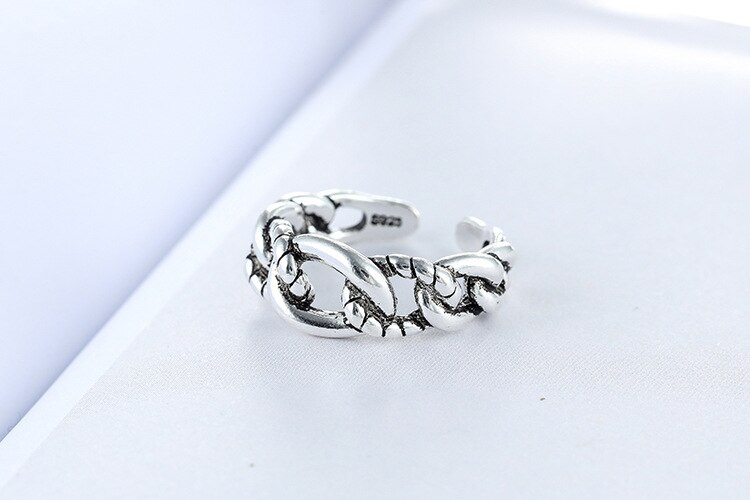 Victoria's Vogue New Personality Distressed Knotted Popualr 925 Sterling Silver Jewelry Retro Accessories Twist Rope Shaped Opening Rings Victoria's Vogue New Personality Distressed Knotted Popualr 925 Sterling Silver Jewelry Retro Accessories Twist Rope Shaped Opening Rings
