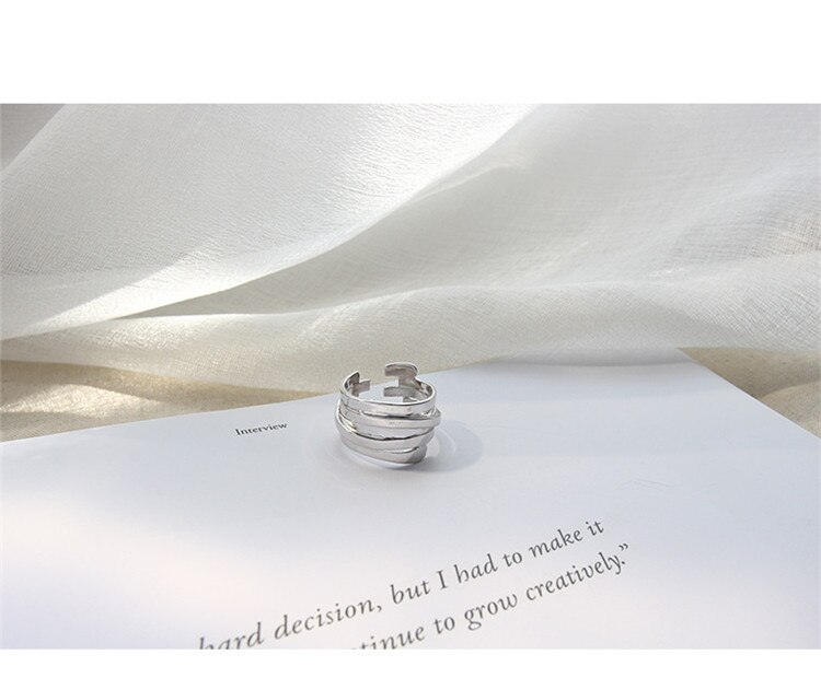 Victoria's Vogue New Atmosphere Creative Spring 925 Sterling Silver Jewelry Fashion Glossy Multi-layer Winding Irregular Opening Rings