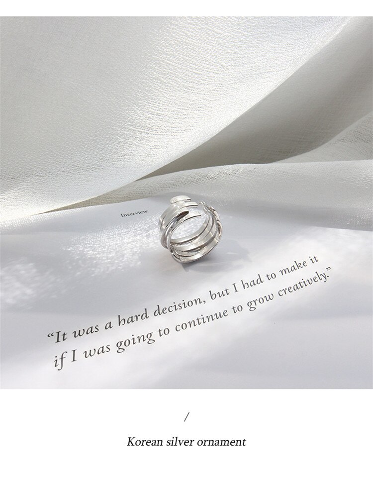 Victoria's Vogue New Atmosphere Creative Spring 925 Sterling Silver Jewelry Fashion Glossy Multi-layer Winding Irregular Opening Rings