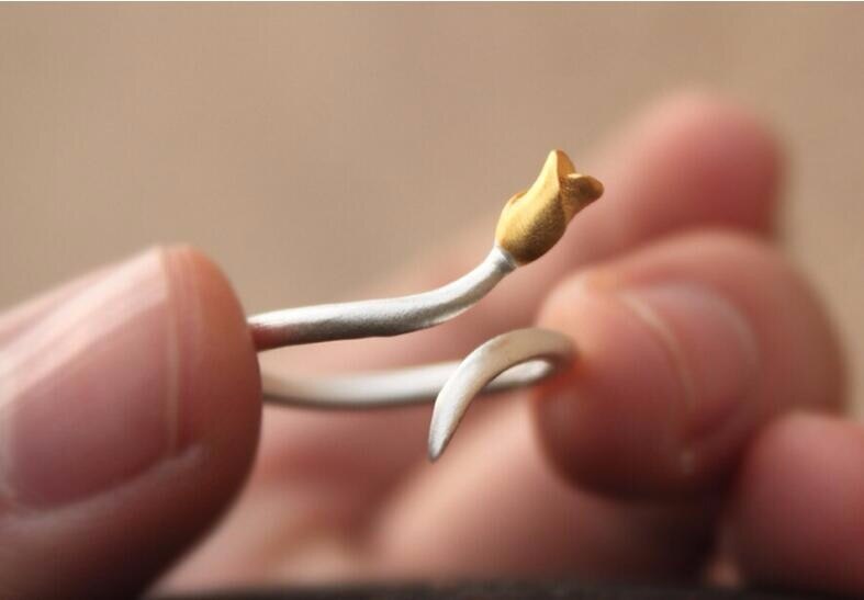 Victoria's Vogue Popular New Arrival Fashion Small Fresh And Simple Roses 925 Sterling Silver Jewelry Flower Opening Rings