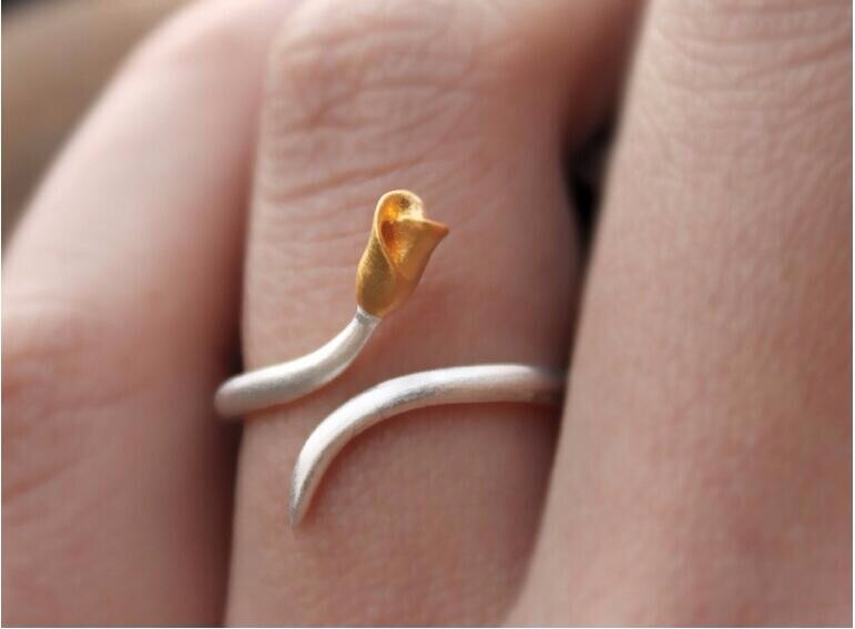 Victoria's Vogue Popular New Arrival Fashion Small Fresh And Simple Roses 925 Sterling Silver Jewelry Flower Opening Rings